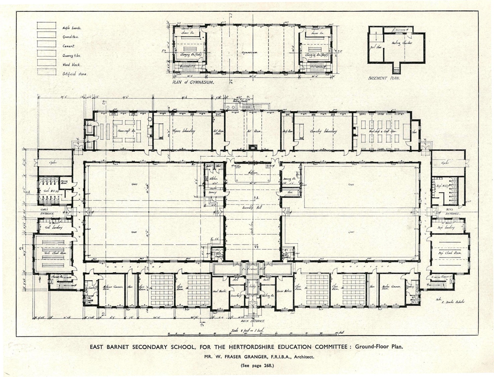 An history floor plan of the old East Barnet School building.