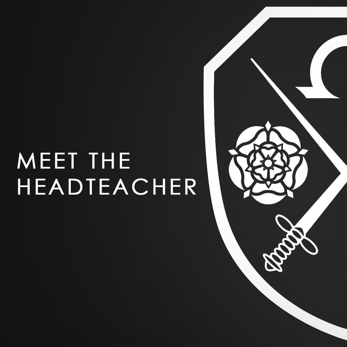 A black background with the East Barnet School logo which says about meeting the East Barnet School Headteacher