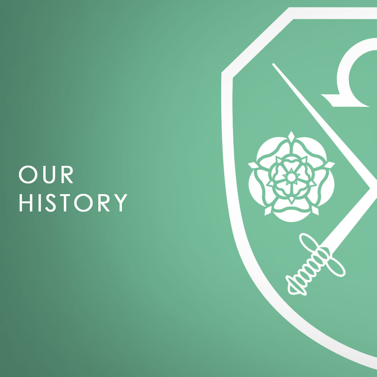 A green background with the East Barnet School logo which says about East Barnet School history