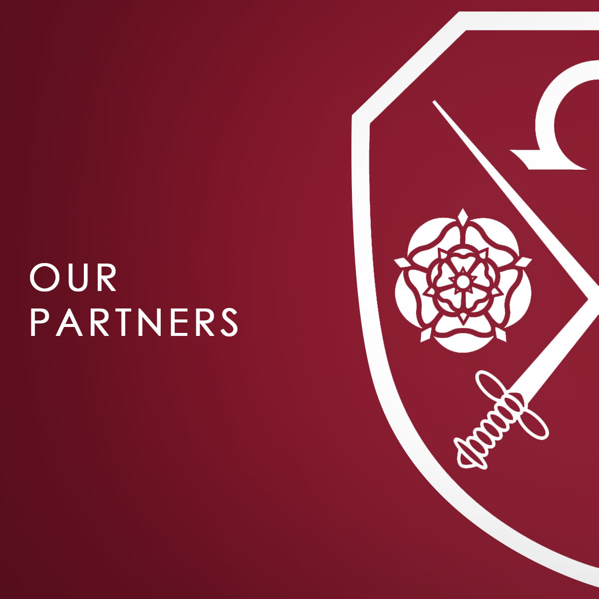 A maroon background with the East Barnet School logo which says about East Barnet School Partners