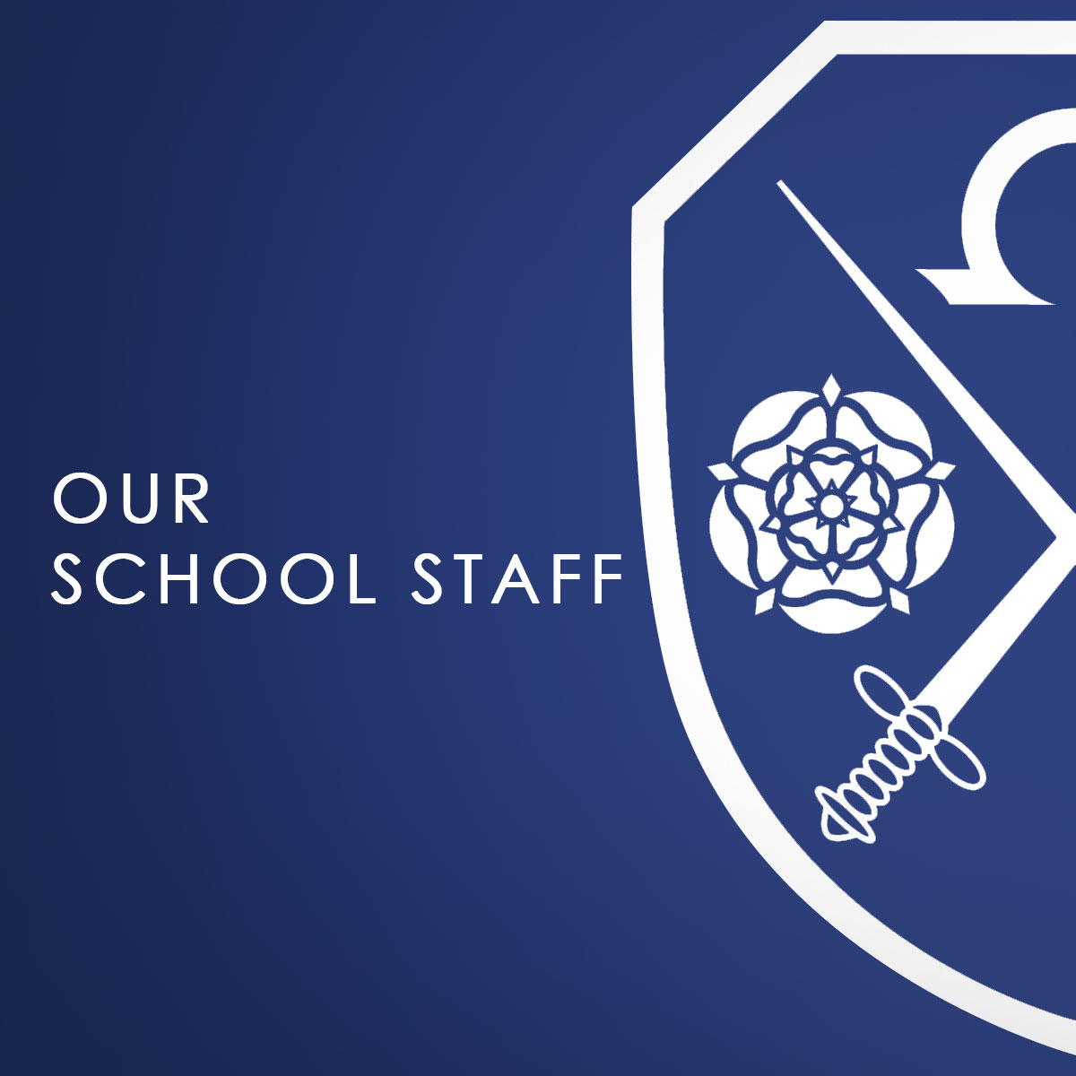 A blue background with the East Barnet School logo which says about East Barnet School Staff