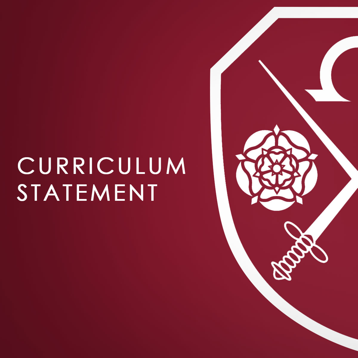 A maroon background with the East Barnet School logo which says East Barnet School's Curriculum Statement