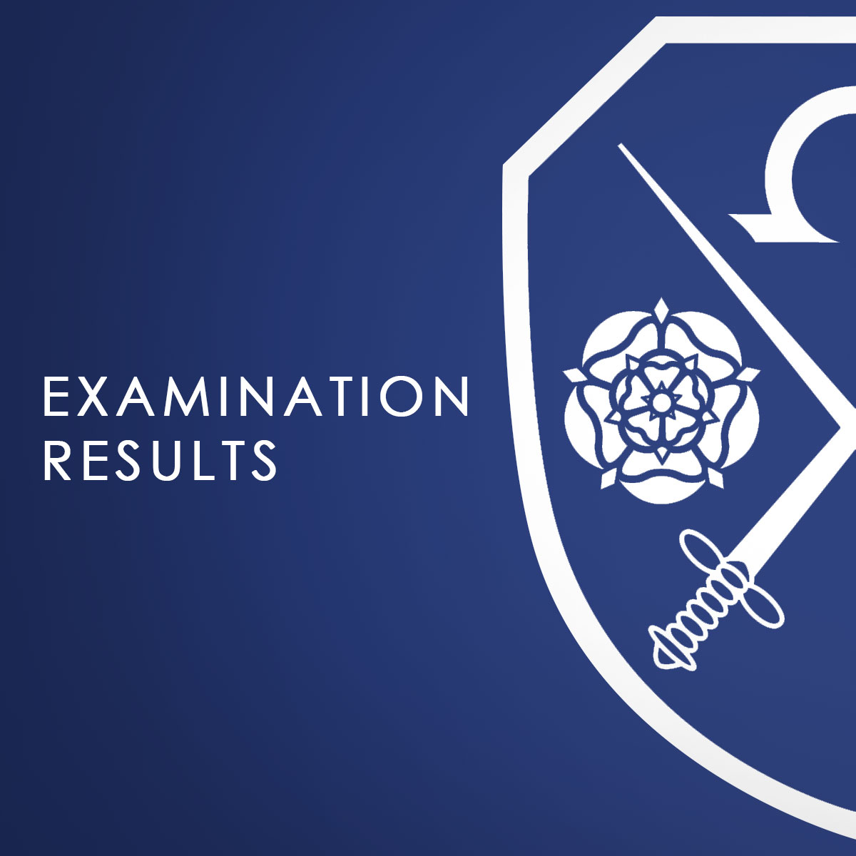 A blue background with the East Barnet School logo which says Examination Results
