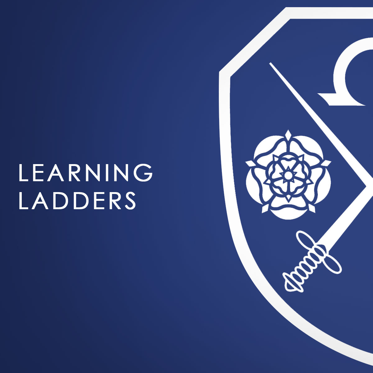 A blue background with the East Barnet School logo which says Learning Ladders