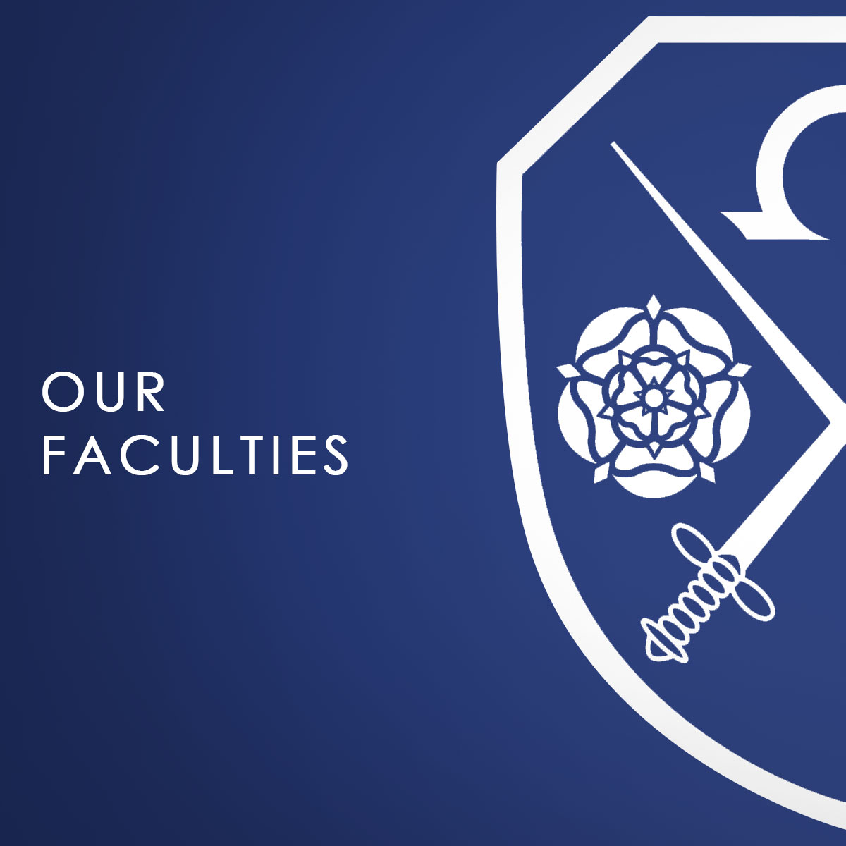 A blue background with the East Barnet School logo which says Our Faculties