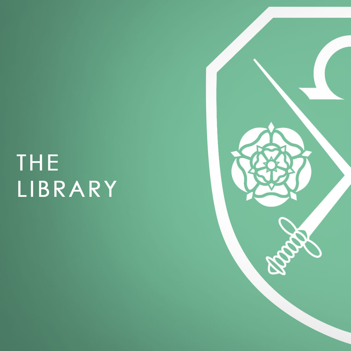 A green background with the East Barnet School logo which says The Library