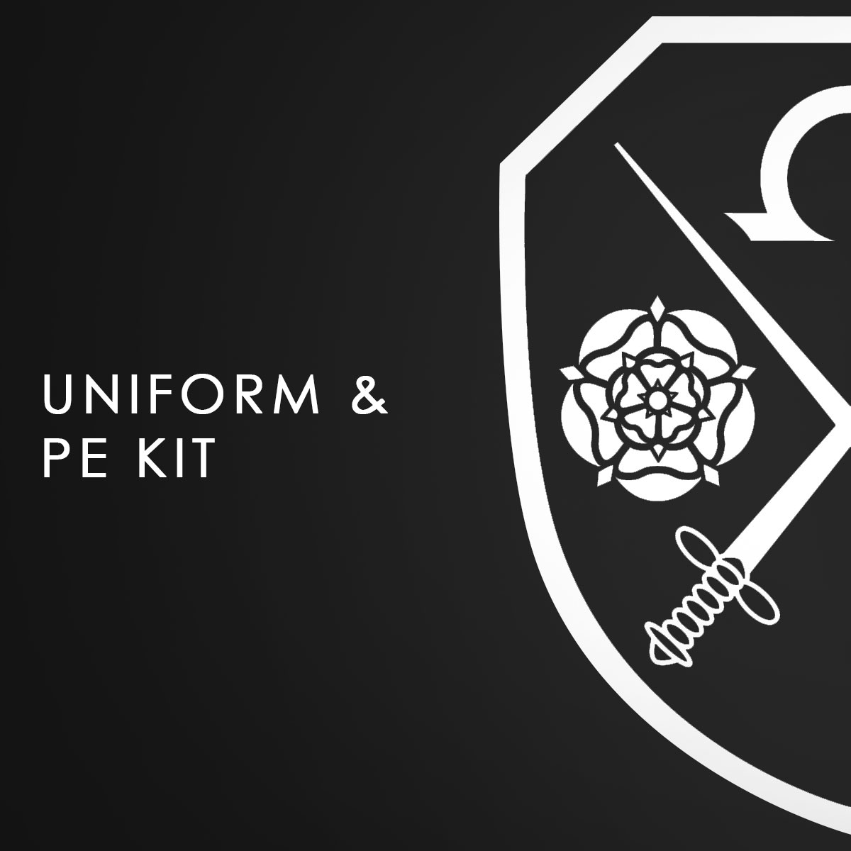 A black background with the East Barnet School logo which says Uniform and PE Kit