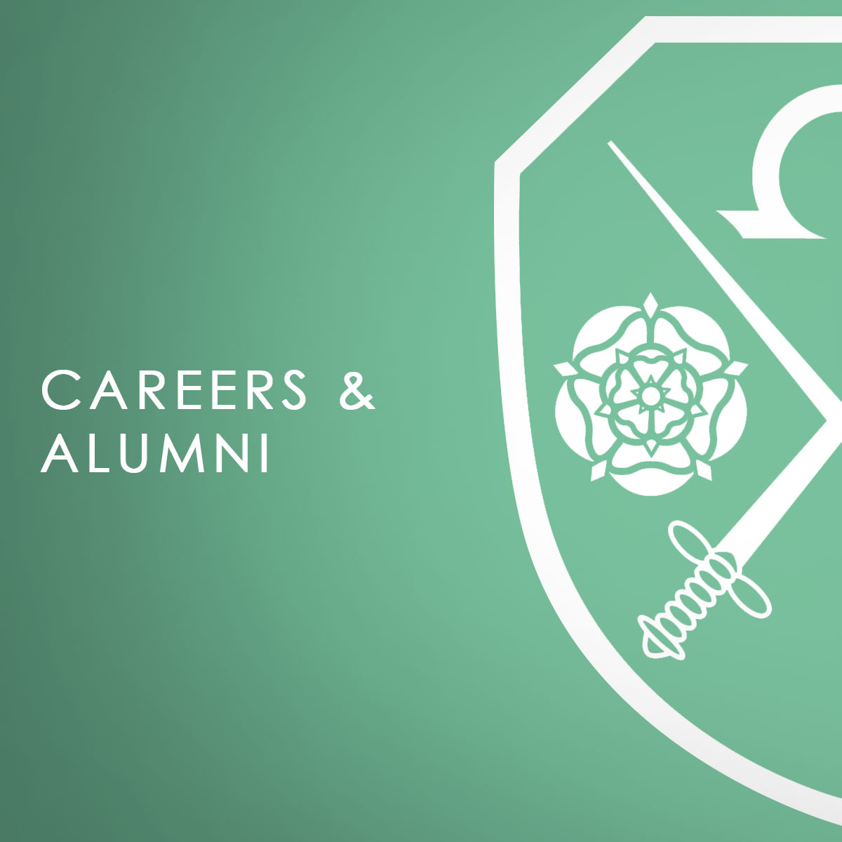 A green background with the East Barnet School logo which says Careers and Alumni