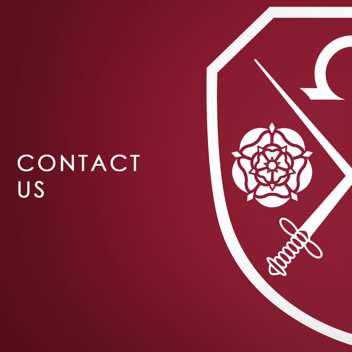 A maroon background with the East Barnet School logo which says Contact Us
