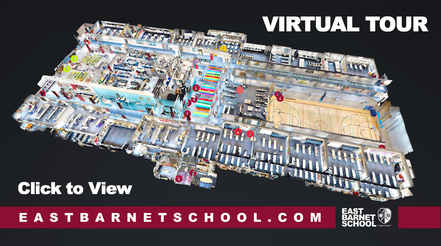 A thumbnail showing a dollhouse view of the whole school to click and open the virtual tour