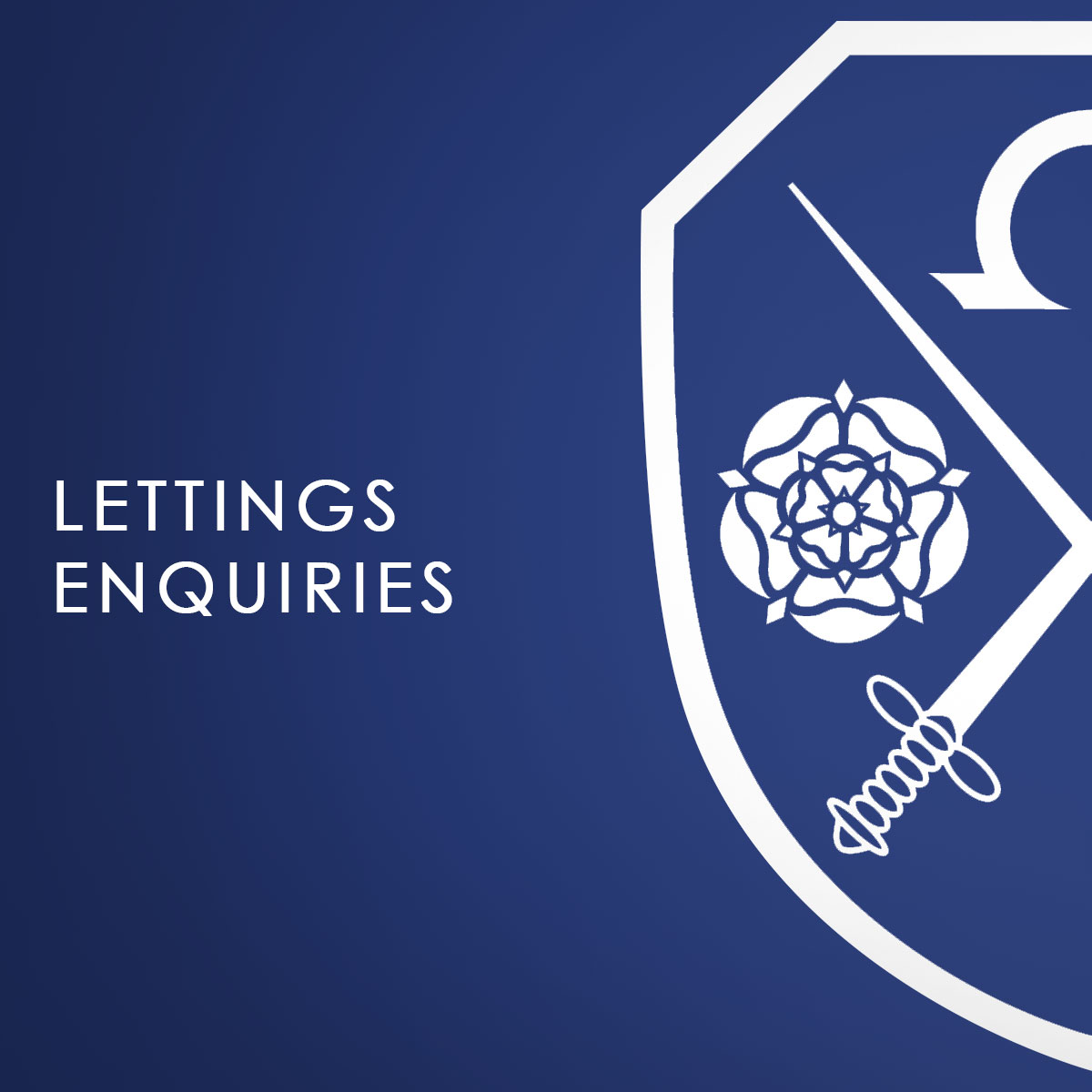 A blue background with the East Barnet School logo which says about Lettings Enquiries