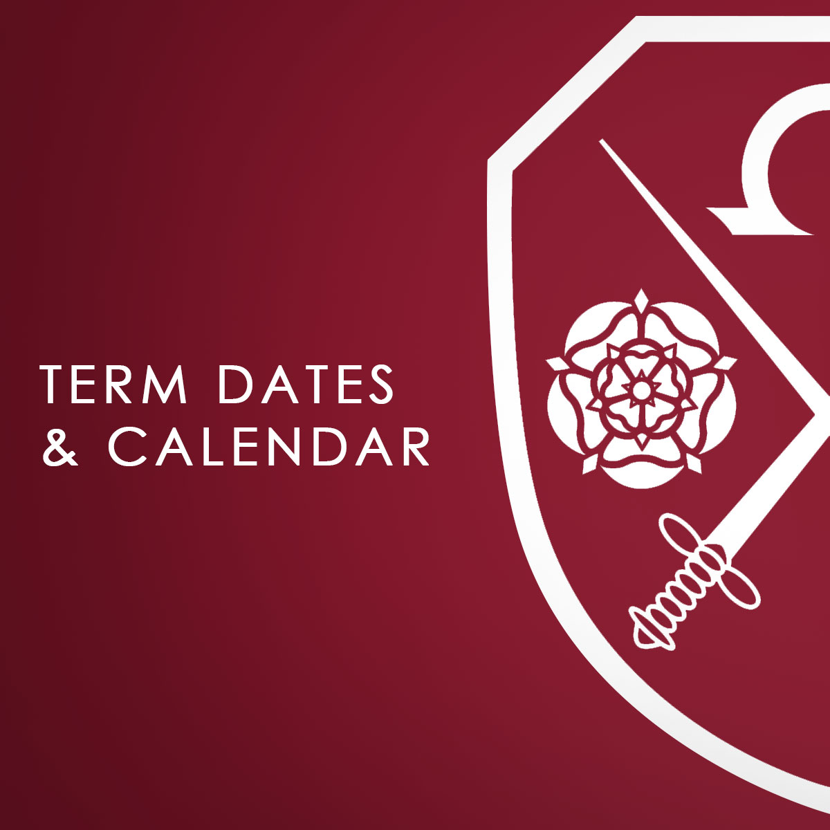 A maroon background with the East Barnet School logo which says Term Dates and Calendar