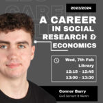 a poster advertising an economics career talk at east barnet school