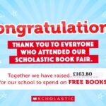 a certificate that shows east barnet school raised over £160 for new books at the scholastic book fair